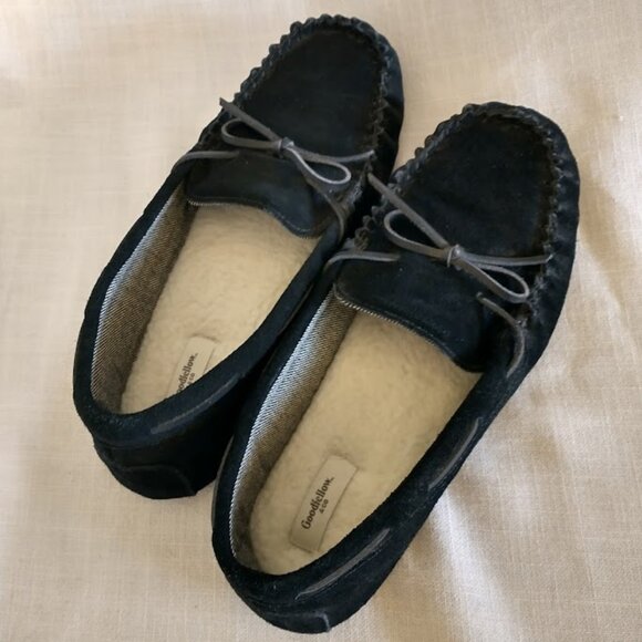Men's Moccasin - black suede leather, size 12 - Picture 1 of 3